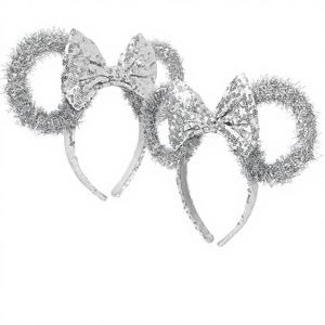 VENTE EN GROS H.E.R. Accessoires Licenciés Minnie Mouse : Bandeau d'oreilles en guirlande, nœud à paillettes, accessoire de coiffure scintillant pour déguisement, idéal pour les parcs à thème - Product Image 1