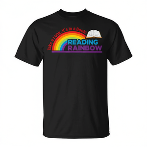 T-shirt Reading Rainbow dal design vintage, unisex, girocollo, manica corta, per il ritorno a scuola, laurea - Product Image 3