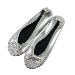 2023 gros Ballet pliable ballerines pliables plier jetable ballerine chaussures de <span class=keywords><strong>danse</strong></span> pour femmes salle de bal noir Pu chaussures - Product Image 1