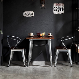 Juego de Mesa y Sillas de Comedor de Madera Maciza Moderna para Cafetería, Restaurante, Bar, Hotel, Jardín, Taberna Vintage - Product Image 2