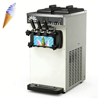 Machine à crème glacée molle en acier inoxydable commercial avec lait, multifonction et fonction de nettoyage intégrée