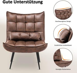Chaise longue de lecture moderne rétro vintage chaise rembourrée coussin de taille chaise <span class=keywords><strong>inclinable</strong></span> pour le salon - Product Image 4