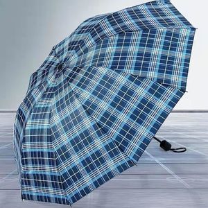 <span class=keywords><strong>Parapluie</strong></span> à nervures en acier 8K à trois volets pliant <span class=keywords><strong>parapluie</strong></span> d'impression de conception de <span class=keywords><strong>tartan</strong></span> Portable coupe-vent et anti-pluie pour les voyages - Product Image 1