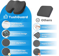 Coussin de siège ergonomique antidérapant pour soulager la douleur du coccyx et du dos, coussin de chaise de bureau