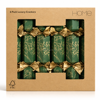 Kotak Hadiah Natal Kraft Embossed Custom dengan Pita Kertas Mahkota Foil Emas Perak, 6 Pcs, Dapat Didaur Ulang, Kemasan OEM
