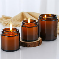 Récipients à bougies ronds en verre ambré de luxe 4oz 8oz 12oz 16oz Conteneur à bougies transparent Pots à bougies vides avec couvercle en métal
