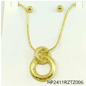 Delicato Set di gioielli in acciaio inox placcato oro 24K per le donne eleganti abbigliamento quotidiano accessori regalo con catena - Product Image 1