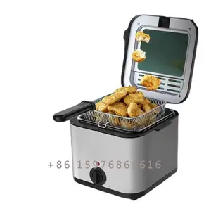 Friteuse électrique à immersion Panier amovible à température réglable, couvercle avec fenêtre de visualisation et filtre sans odeur 2.5 pintes