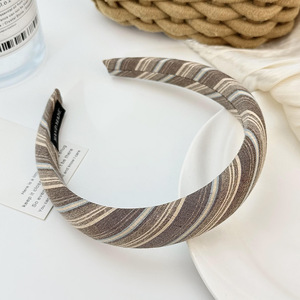 Hot Sale Luxury Plaid Fabric Retro Fall Winter <b>Headbands</b> Designer Sponge Padded Hair Accessories for Women and Girls - Product Image 5
