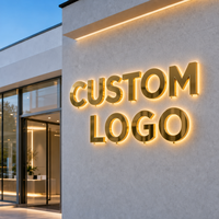 Enseigne personnalisée en lettres 3D avec logo en or rétroéclairé par LED, lettres en acier inoxydable, signalétique de façade pour entreprise