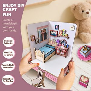 Kits de construction de <span class=keywords><strong>maison</strong></span> de poupée miniature en bois 3D DIY, adorable chambre rose, mini-<span class=keywords><strong>maison</strong></span> puzzle, décoration artisanale pour la <span class=keywords><strong>maison</strong></span> - Product Image 4
