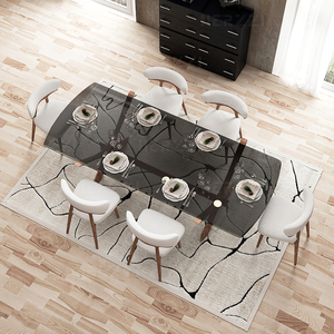 현대 중세 직사각형 단단한 나무 식탁, 주방 및 식당 사용 나무 테이블 유리 식탁 - Product Image 4