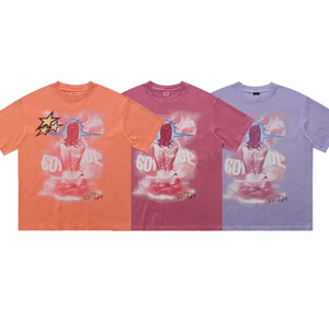 T-shirt vintage surdimensionné pour <span class=keywords><strong>homme</strong></span>, effet délavé |   T-shirt streetwear avec motif d'étoile tatouée personnalisé, coton lourd de haute qualité - Product Image 1