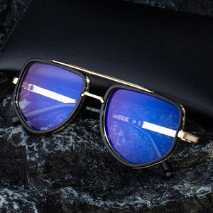 Lunettes de soleil pour homme XH-98350, monture carrée en métal et plastique, protection UV400, verres bleus, style européen - Product Image 1