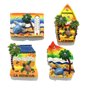 Magnete per Frigorifero Personalizzato in Resina 3D Ecologico con Forte Magnete, Tema Spiaggia Tropicale e <span class=keywords><strong>Tartaruga</strong></span> di <span class=keywords><strong>La</strong></span> Reunion - Product Image 1