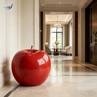 Sculpture de pomme rouge en fibre de verre durable, peinte à la main, décoration artistique extérieure, grande taille, statue en FRP, couleur personnalisée, OEM/ODM