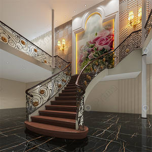 Balustrades en fer forgé pour l'extérieur et l'intérieur, main courante d'<span class=keywords><strong>escalier</strong></span> en fer forgé, balustre et <span class=keywords><strong>garde</strong></span>-<span class=keywords><strong>corps</strong></span> d'<span class=keywords><strong>escalier</strong></span> en métal - Product Image 2