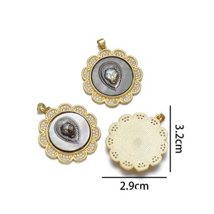 YH2072 Charmes plaqués or en forme de fleur exquise, pendentif tête de <span class=keywords><strong>loup</strong></span> en coquille naturelle blanche pour la fabrication de bijoux - Product Image 5