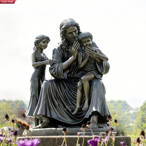 YOUFINE Estatua de Jesús bendiciendo a los niños, tamaño real, escultura religiosa de Cristo para decoración de iglesia, jardín y cementerio. - Product Image 1