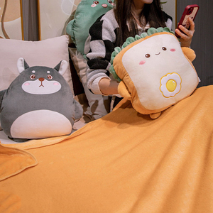 Personalizzato 3 in 1 Peluche cuscino giocattolo con coperta scaldamani Set di animali Plushie aria condizionata cuscino trapunta <span class=keywords><strong>Manta</strong></span> Almohada Peluche - Product Image 3