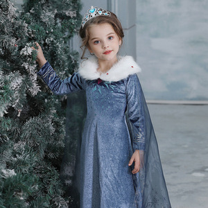 Abito da principessa <span class=keywords><strong>Frozen</strong></span> <span class=keywords><strong>Elsa</strong></span> e Anna da ragazza in stile europeo 2021 - Product Image 1