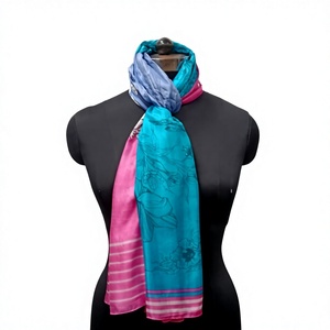 Printed <b>Silk</b> <b>Scarf</b> Floral Hijab Shawl Lightweight for Women Daily Wear - Product Image 1