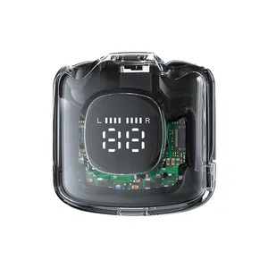 Прозрачный отсек TM60 Bluetooth-гарнитура истинная Беспроводная полувстроенная Спортивная Ультра-длинная Батарея цифровой дисплей бинауральный