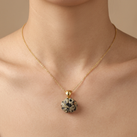 Collier unisexe en laiton plaqué or 18 carats avec pendentif en pierre précieuse naturelle sculptée à la main en forme de citrouille, chaîne câble, vente en gros de bijoux