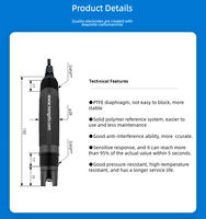 Probe Elektroda pH Online Industri Nengshi 4-20mA Akurasi Tinggi 0.01pH Sensor ABS Pilihan Konektor OEM/ODM untuk Air Limbah