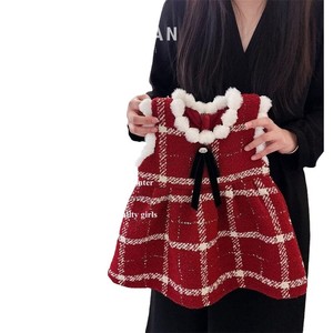 Child Star Girls' Plaid Vest Dress <b>Red</b> A-Line <b>Bow</b>-Knot Cotton Autumn Winter Dress - Product Image 5