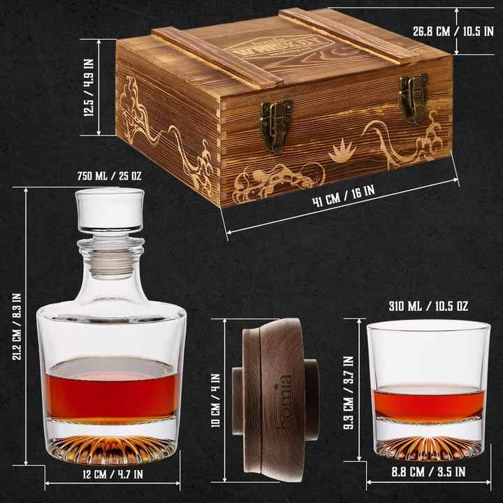 UD2 Homia 14-Piece Whiskey Gift Set Old Fashioned Glasses and 2 Cocktail Smokers in Wooden Box Bar Set