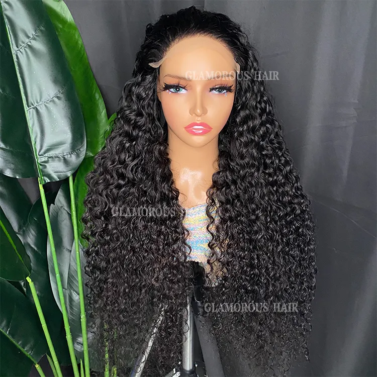 wholesale vonder deep wave 6x6 HD lace closure wig Brazilian Indian raw Remy human hair natural black wig
