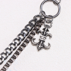 Double Layer Metal Waist <b>Chain</b> For Men Hip Hop Cross Shape Zinc Alloy Casual Street Style Pants <b>Chain</b> Gunmetal Color - Product Image 4