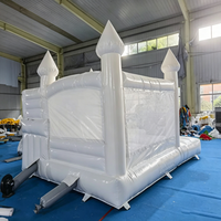 Château gonflable tout blanc en PVC avec toboggan, capacité 500 kg, portable pour mariage, fête, adultes et enfants