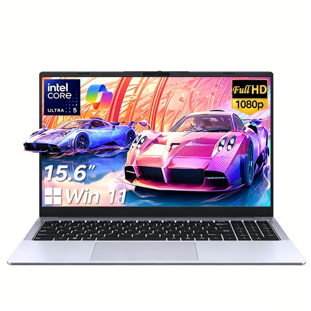Latest 15.6 Inch Laptop Intel Core Ultra 5 115U AI Office Notebook Backlit Keyboard Win 11 English Professional Work PC