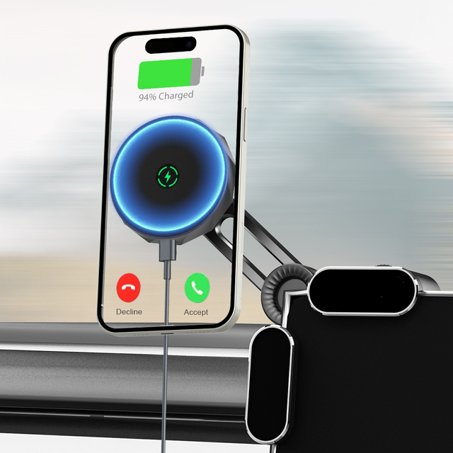 15W Fast Charging Magnetic Wireless Car Mount Car Dashboard Screen Touch Screen Car Holder for Mobile Phones