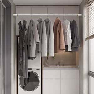 Rideau <span class=keywords><strong>de</strong></span> douche rétractable moderne en acier inoxydable écologique, <span class=keywords><strong>tringle</strong></span> PILLAR, antidérapant, métal réglable, <span class=keywords><strong>sans</strong></span> perçage, chambre à coucher - Product Image 6