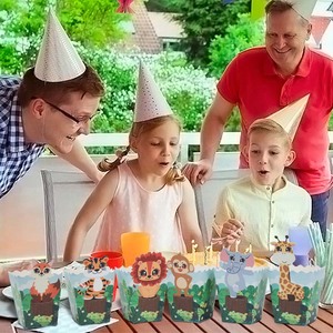 Jungle Safari Themed <strong>Popcorn</strong> Boxes Paper Snack Container for Birthday Parties Animal-Themed Baby Shower Other Celebrations - Product Image 3