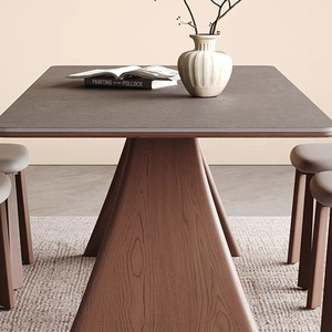 Tavolo da pranzo in stile medievale retrò francese in legno massello noce italiano minimalista Rock Board Design per mobili da sala da pranzo - Product Image 4