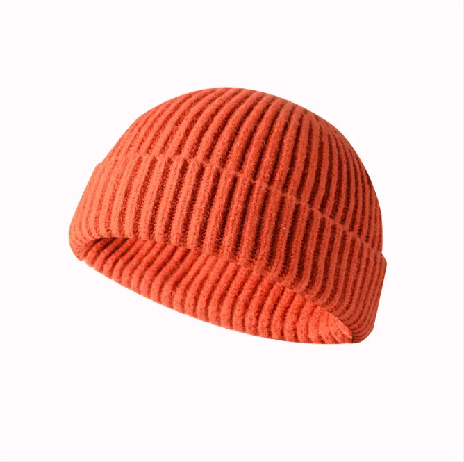 QY warm short winter melon hat pure color knitted wool