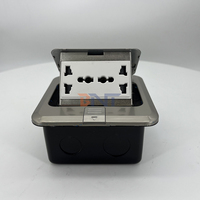 Prise de sol escamotable en acier inoxydable pour bureau à domicile, avec prise de terre et de données, 2 prises AC, niveau IP44, langue française