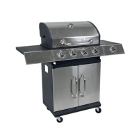 Barbecue à gaz autoportant en acier inoxydable de haute qualité, 4 brûleurs, pour jardin, extérieur, fête, facile à nettoyer