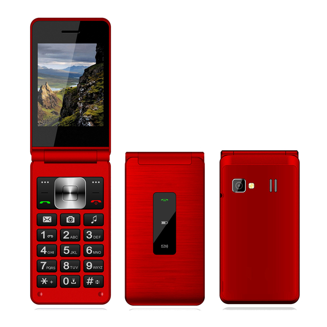 Fashion Design 2.8 Inch 4G LTE Flip Basic Keypad Feature Mobile Phone