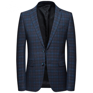 Manteau long à <span class=keywords><strong>carreaux</strong></span> pour hommes Nouveaux modèles de manteaux pour hommes Dark Bule Hommes Vestes <span class=keywords><strong>Blazer</strong></span> - Product Image 1