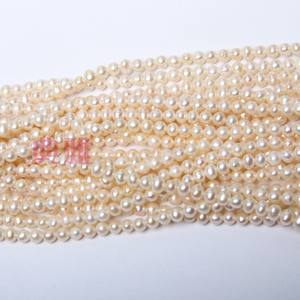 Perles d'eau douce fines, presque rondes, sans défaut, de 3,5 à 4 mm, en forme de pomme de terre, perles semi-finies pour collier, perles en vrac - Product Image 3