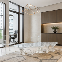 JingYue Table transparente personnalisée de luxe en résine Mobilier artisanal pour espaces commerciaux Hôtels Salons