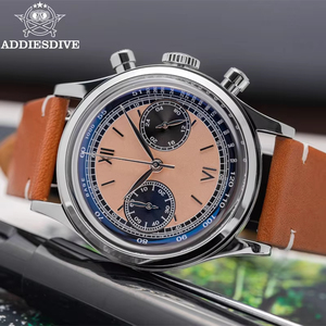 Addiesdive <span class=keywords><strong>2037</strong></span> - Reloj de Cuarzo para Hombre, Diseño Nuevo, Correa de Cuero Genuino, 3 Esferas, Cronógrafo VK46, Resistente al Agua 100 m, Reloj Deportivo - Product Image 5