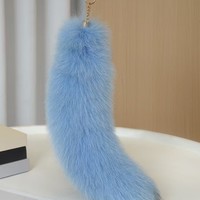 Nouveau style porte-clés de voiture en fourrure véritable queue de renard arc-en-ciel, accessoire pour femme, breloque de sac en peluche