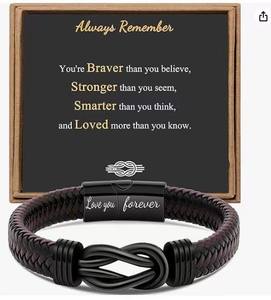 Nueva Pulsera Moderna Antiestática, Correa de Muñeca Tejida a Mano, Pulsera de Cuero y Acero Inoxidable con Cierre Magnético, Regalo para la Familia - Product Image 1