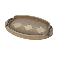 Plateau de service rectangulaire en bois d'acacia, peint à la main, motif personnalisé, pour dîner, table basse, fruits et collations